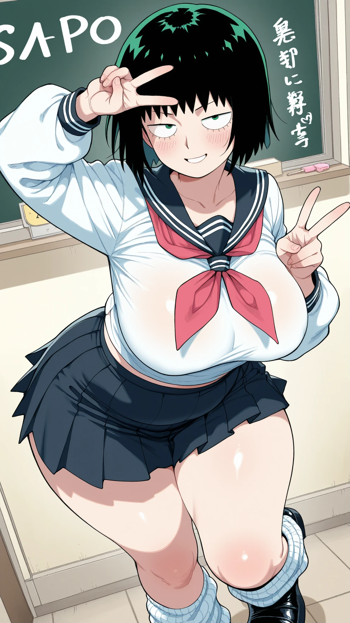 (( close、16k、highest quality、Attention to detail、Rich skin detail, nsfw、Loli)),(Chubby)、 (Beautiful Eyes), ((Swollen nipples、Small breasts)), ((Black and white leotard、lift your shirt、Sweat))、(Yellow Eyes)、((Blue Hair、Short Hair、Hair intake、Ahoge)), ((blush))、(Wide Hips、Thick thighs)、smile、((((Embarrassing))))、((dark prison))