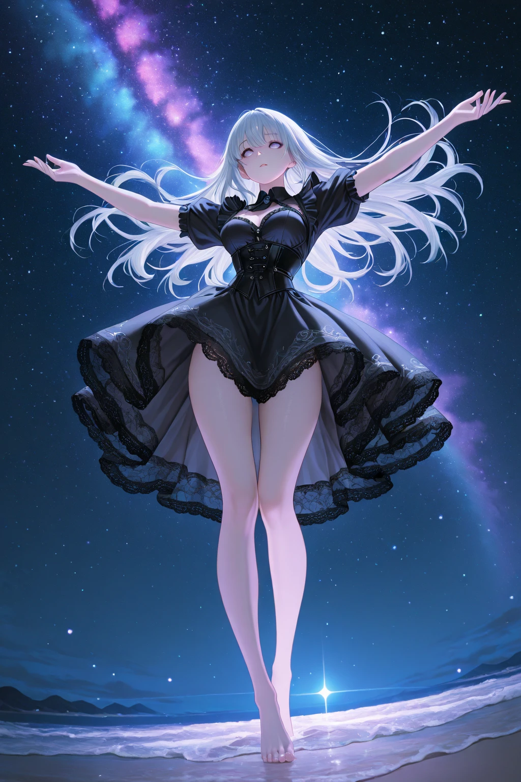 ridiculous resolution, high resolution, (masterpiece:1.4), Starry Sky,super detailed, seen from above, space, floating, --v 6