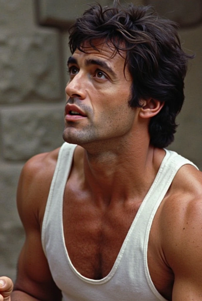 Ultra-realistic portrait photo of George Clooney，Smooth cheeks without bearded face，Close-up of the head，in dungeon, (author：Philip Jones Griffiths, Rajan Dosaji), RAW photo, ultra real photo, ultrarealistic uhd faces, 8K  UHD, Digital SLR, Soft lighting, High quality, filmgrain, Shot with JVC GC-QX3HD wide angle, [[[author：sugimori ken, Adolf Schedert, Emil Ferris, Anthony Van Dyck]]], [Elite agriculture, Tomboyish], speed-line, [pantone], filmgrain, Negative space, Subtle gradients, Hyper-realistic, colorgrading, voluminetric lighting, [[volume fog, Moist]], Shallow depth of field, Pondering, absurderes, [Brutalism, Constructivism], film movie still, 1600dpi, [[Vivid colors]]