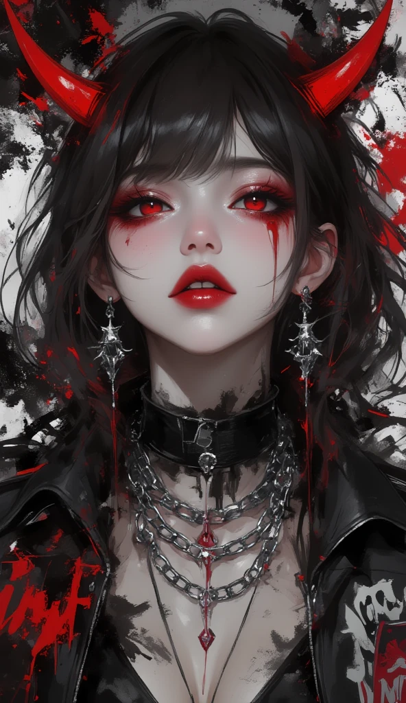 Realistic Digital Painting with Concept Art Elements"," digital painting," "concept art," "realistic," "high detail", "muscular",, "high-res", "ominous aura,", "8k resolution", "oil painting", "darker tone" , "dark saturation" ,"dark feeling", "concept art" , "detailed features" , "detailed eyes" , "1girl" , "cold eyes" , "brown eyes" , "Boss cut" , dirt blonde hair" , "tattooed bicep" , "feminine yet masculine charm" , "wrist bracelets" "choker" , "puckered lips" , "large size breasts" , "perfectly proportioned" , "short cut" , "burgundy hair color" , "business suit" , "full body shot" , "yakuza boss" , "smoking a pipe" , "sitting on bed" , "angry impression"
