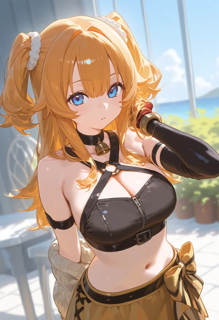 1girl,solo,super detailed skin,shiny skin,wet oily skin, rikku \(ff10\), final fantasy ,angelic smile,,,,orange hair,eyelashes,lips gloss,medium breasts,beautifully shaped breasts, sexy harem outfit ,unique Accessories,cameltoe,model pose,stage ,masterpiece,best quality,ultra detailed,high resolution,sharp focus,depth of field,