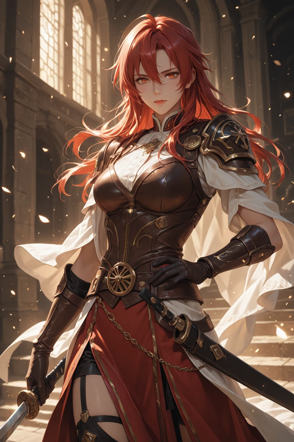 (masterpiece:1.2), (best quality:1.2), perfect eyes, perfect face, perfect lighting, 1girl, MILF, a mature female berserker, armor, fantasy, skindentation, detailed backgrounds, leather, steel, outdoor, snow, snow storm, night <lora:adventurers_v1:1>