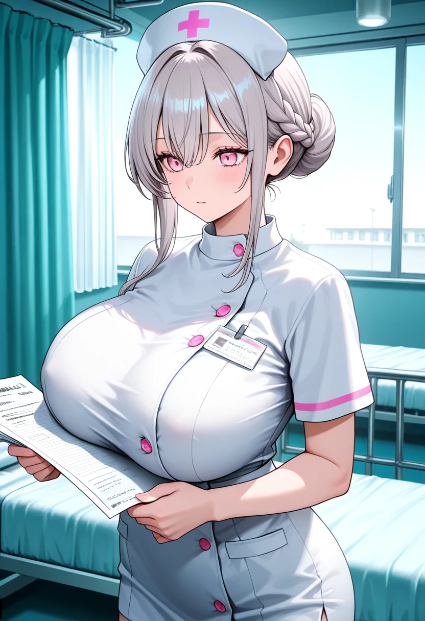 ,nurse uniform,hospital, latex nurse suit,nurses,busty,elbow gloves,labcoat,silverhair woman,white eyes , gigantic boobs ,medical instruments,asian nurse,two nurses,speculum,examination room,oversize boobs, ,big ass ,strap on, lay on table ,legs spreaded,giving birth,gyno chair , dentist,Milf,latex,white uniform.