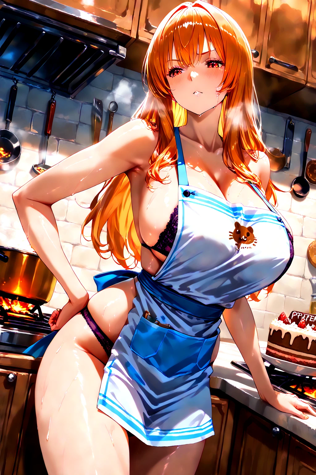 (8K ,hyper-detailing,A masterpiece of hyper-realistic photography,natural,Perfect artwork,Perfect female body),Two cute busty girls),Neat and clean kitchen,Virtual Showcase,Red similar hairstyle,Cute and beautiful girl,Vacuum apron,loose apron,aprons,Put on an apron,embedding,cool apron,larger lines,slovenly,stretch the meat,marmalade,The kinky exposed ,titmouse,fully body photo