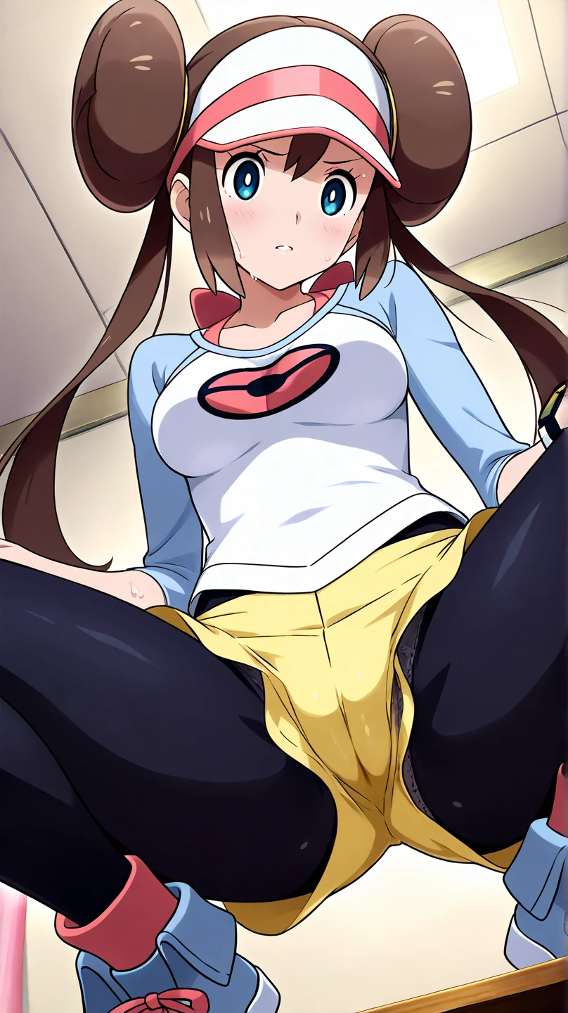 ((Girl having intense vaginal sex with man:1.3)), One girl, 22 years old, May Pokemon, red bandana, Brown Hair, short hair, Blue eyes, Big Breasts, Chest cleavage, Bounce, Thighs, indoor, 32K,Super detailed,Ultra-detailed, The perfect Mei, Red clothes,Navy blue leggings under a short white skirt, Mei's outfit, whole body, , {{A Pokemon trainer sees May passing by and has Metamon transform into an adult May and engage in intense vaginal sex with her.}}, NSFW