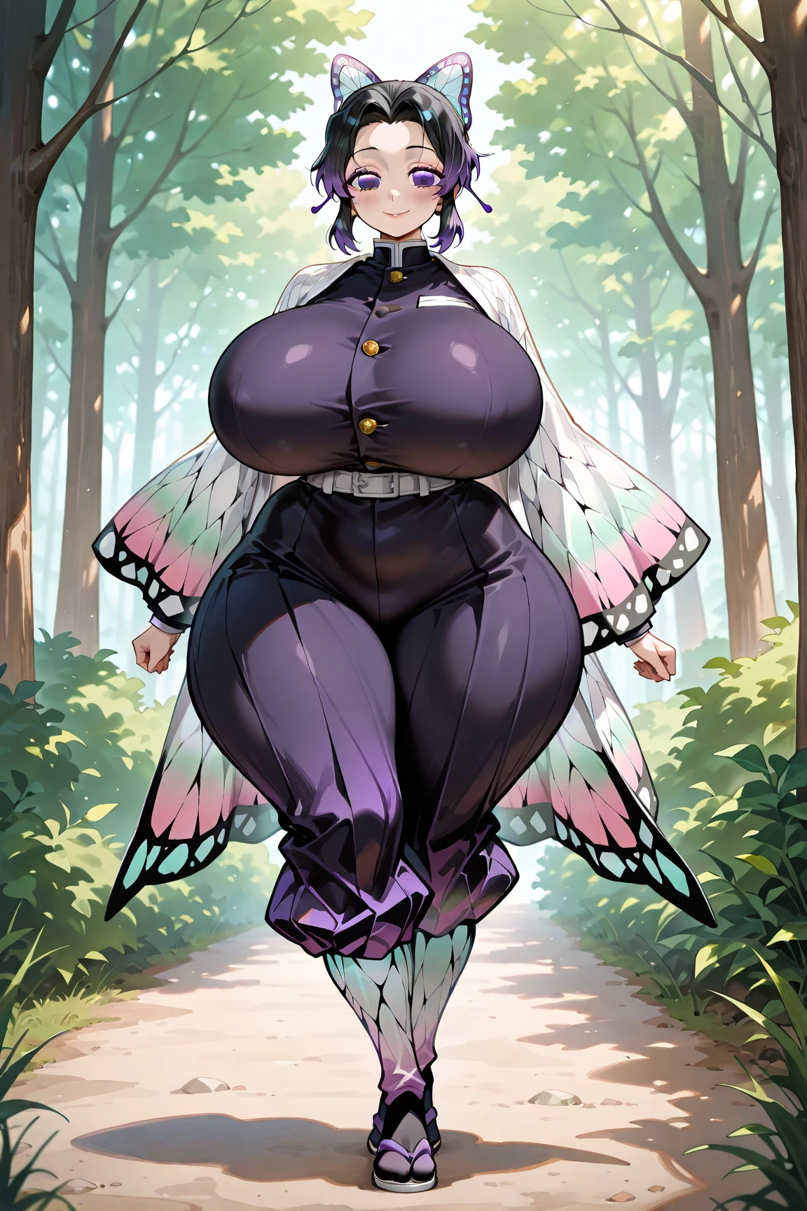realistic1.49,photorealistic:1.49,film grain:0.4,(masterpiece),(intricate details),1girl,mature female,pale skin,huge breasts:1.49
BREAK
shinobukochou, shinobu kochou, animal print, black hair, butterfly, butterfly hair ornament, butterfly print, forehead, gradient hair, hair ornament, haori, multicolored hair, parted bangs, purple hair, short hair, two-tone ha
BREAK
moon,night,meteor,hanabi,((cumulonimbus)),((walking on the anywhere)),
((full body)),from above:1.3,depth of field,looking at viewer, wide hips, thick thighs, huge ass, enormous huge natural breasts, cleavage, mature mom, smiling, looking at viewer.