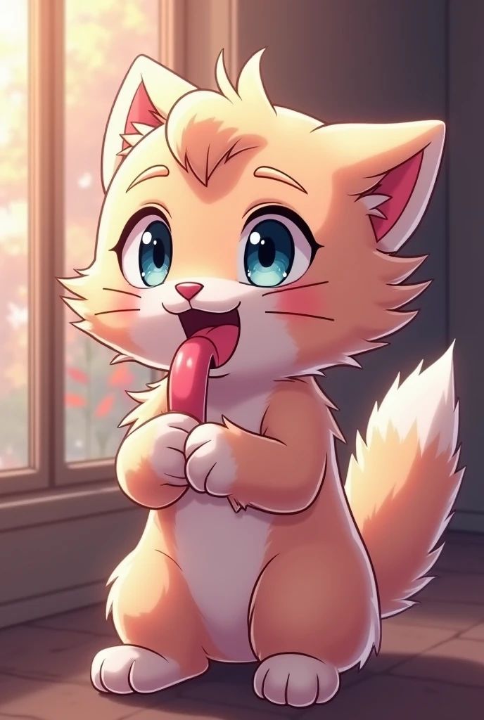 kyubey, white cat, laying down, on back, (uploaded on e621), (uploaded on pixiv), (((by pocketpaws))), (sexual, nsfw), questionable content, explicit, seductive, sultry, ((feral)), on model, kemono, (Jewelpet), [extreme detail, cinematic lighting, detailed shading], (((red feline penis))), tongue_out, (solo_focus, solo), 1boy, (detailed perfect pawpads, feet focus, detailed red feline penis), [genital focus], ejaculating, cum, precum, cum on penis, (((masturbation))), ((((masturbating)))), ((jerking off)), (rubbing penis), fluffy, blushing,<lora:kyubey:0.55>