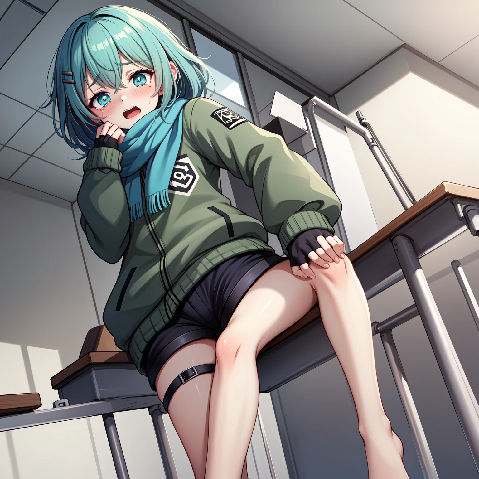 (((masterpiece,Highest Resolution,4K High Resolution,Crisp image quality:)Pussy juice(Detailed Hair,)(Climax Peeing Masturbation with Dildo Inserted into Vagina,POV from below,sit,Put your hands behind your back,((Shooting up close)Silver Hair
