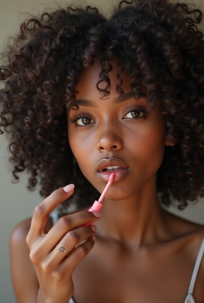20-year old sexy, hot Nigerian female prostitute, sitting in her bathroom with her pregnancy test strip.