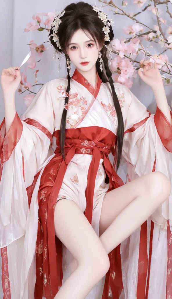 Beautiful 15 year old Chinese skinny kung fu girl princess with long black hair Gorgeous embroidery, Ultra glossy, She is wearing shiny red long sleeve floral pajamas.... She is made to lie on a red enamel futon, with the futon over her upper body, her legs spread and her vagina examined.