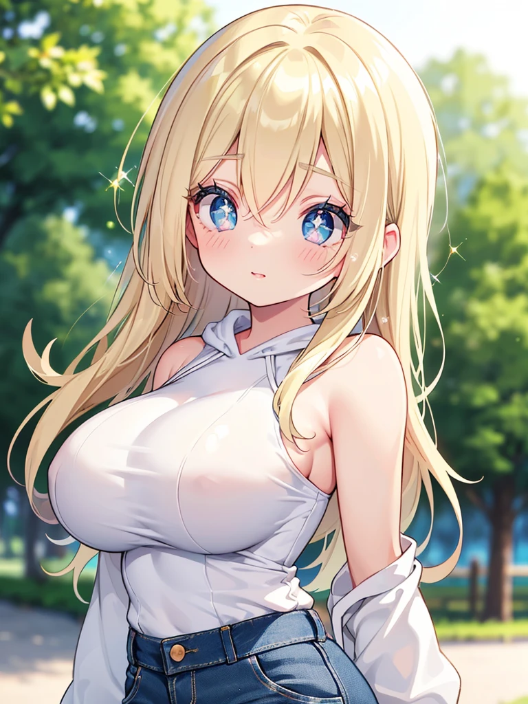 (masterpiece, best quality, high resolution, anime colored, anime screencap, 8k, detailed, photorealistic), tifania, The Familiar of Zero, blue eyes, blush, elf, long hair, large breasts, pointy ears, blonde hair, sideboob, green clothes, (upper body:1.5), lake, (perfect detailed anatomy, beautiful detailed eyes&hair, perfect detailed face&body, beautiful skin)