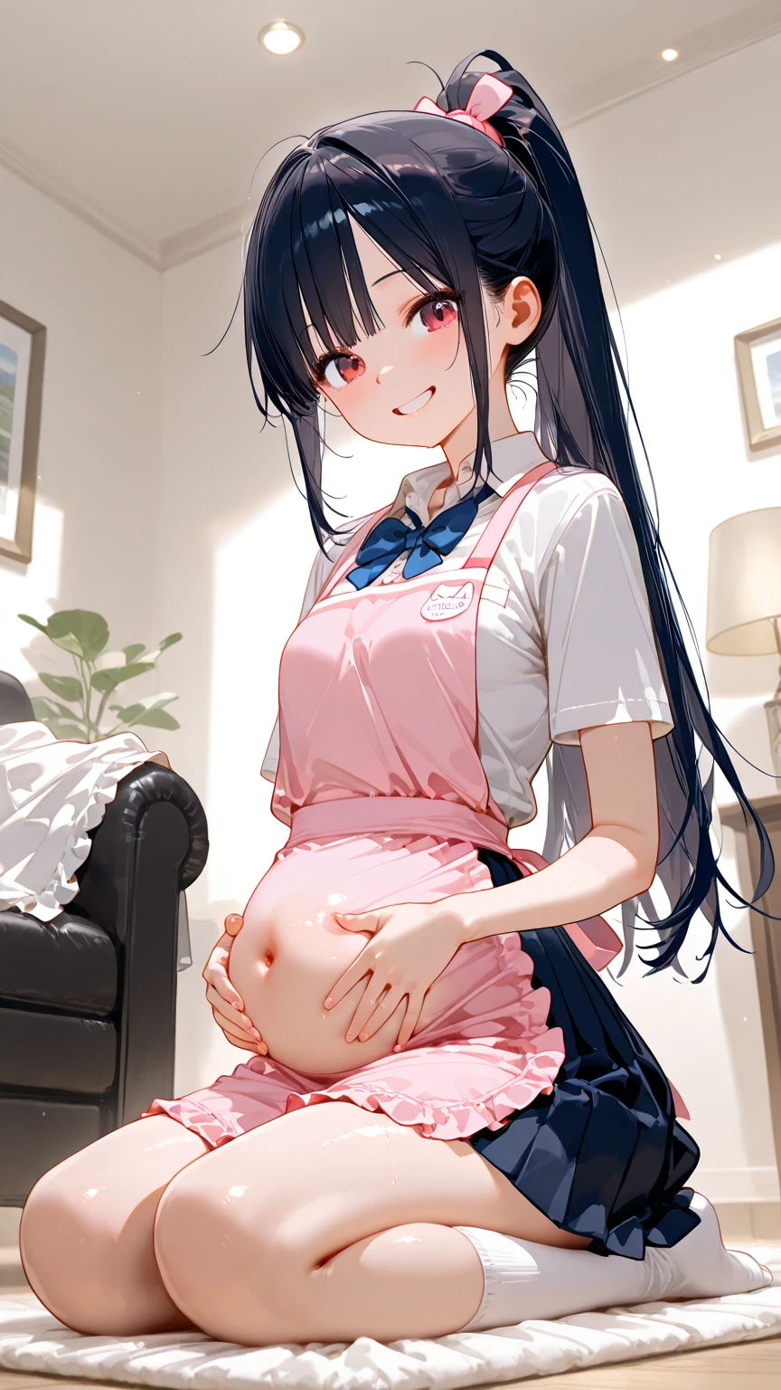 high school girl、uniform、girl、cute、Frills、ribbon、pregnancy、Big Breasts、
