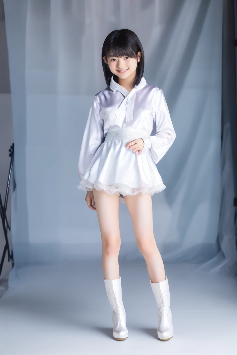 Detailed face, Cute face, Uekura, One Girl, Black Hair, White Background, have, dress, footwear, wing, Simple Background, sign, flower, Manicure, Wide sleeves, Long sleeve, blush, animal, white flower, alone, whole body, Show Viewer, High heels, Frills, bow, bangs, ribbon, +_+, shoes, short hair, Grey Eyes, shoes, Blue Claws,
