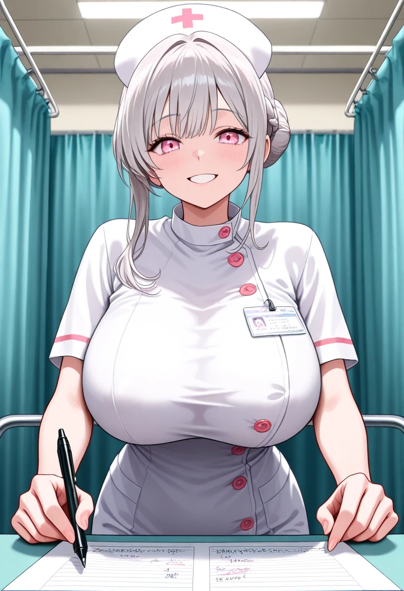 Pregnant women,Pregnant belly,Multiple births,nurse,Big Breasts,Purple and white hair,Hair Gradient,ponytail
