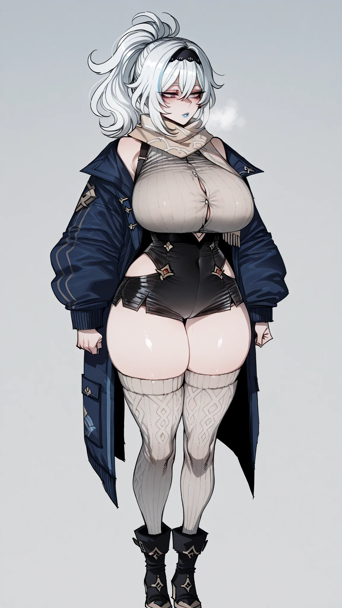 ((bare arms)), ((bare shoulders)), ((bare legs)), masterpiece, best quality, 1girl, ((young girl)), shiny skin, (thin waist), ((curvy)), ((wide hips)), ((small size)), hot, soft natural lighting, reflections, bright illuminations, full body, (((micro bikini))), big long black hair, tomoko, sexy, slim figure, Detailed green eyes, Detailed face, Detailed eyes, tomoko kuroki, watamote, ((bare arms))