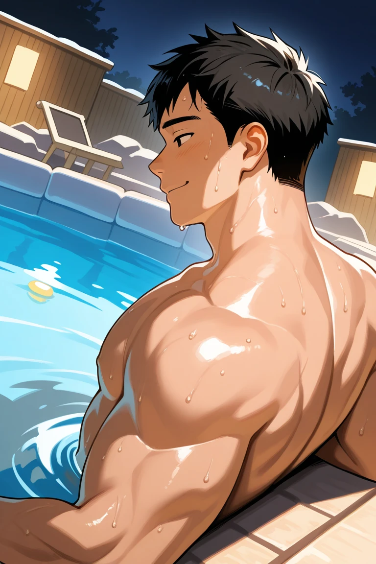 (Top quality, 8K, 32K, Masterpiece, NSFW, hyper HD: 1.2))), nanase_Haruka (Free!sezy_Swimsuit man, Swimming goggles, Shirtless, Abs, Sweat, Wet, potruding nipple, nasty lips, anime coloring, Happy face, Naked, Abs, (erection 1.2), Emphasis, (mokkori: 1.4), (((manly chest plate)), Sweaty, (he is wet, Wet 1.2),, (angle of view, View from below: 1.2), (Transparent underwear, Wet, See the beautiful slippery outline of the erection of the crotch: 1.4))