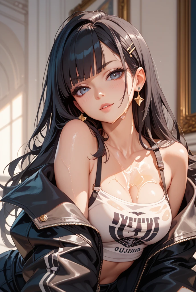 (Finest quality)),(超A high resolution),(ultra-detailliert),(Meticulous portrayal),((Best Anime)),(Finest works of art),sharpnes,Clair,Ultra-precise art,The Art of Phenomenal Depictions, ((Seductive fashion)),a choker,Chain Accessories,piercings