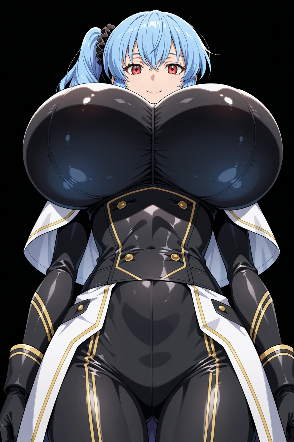 Anime girl wearing blue top and black pants sitting in a car, Wearing a shiny breastplate, tits, have large breasts, Big Breasts!!, mayuri shiina, Big Breasts!, have large breasts, Hinata Hyuga, Big Breasts, ( ( Extremely detailed ) ), Marin Kitagawa Fanart, Animated maid riding an early tank