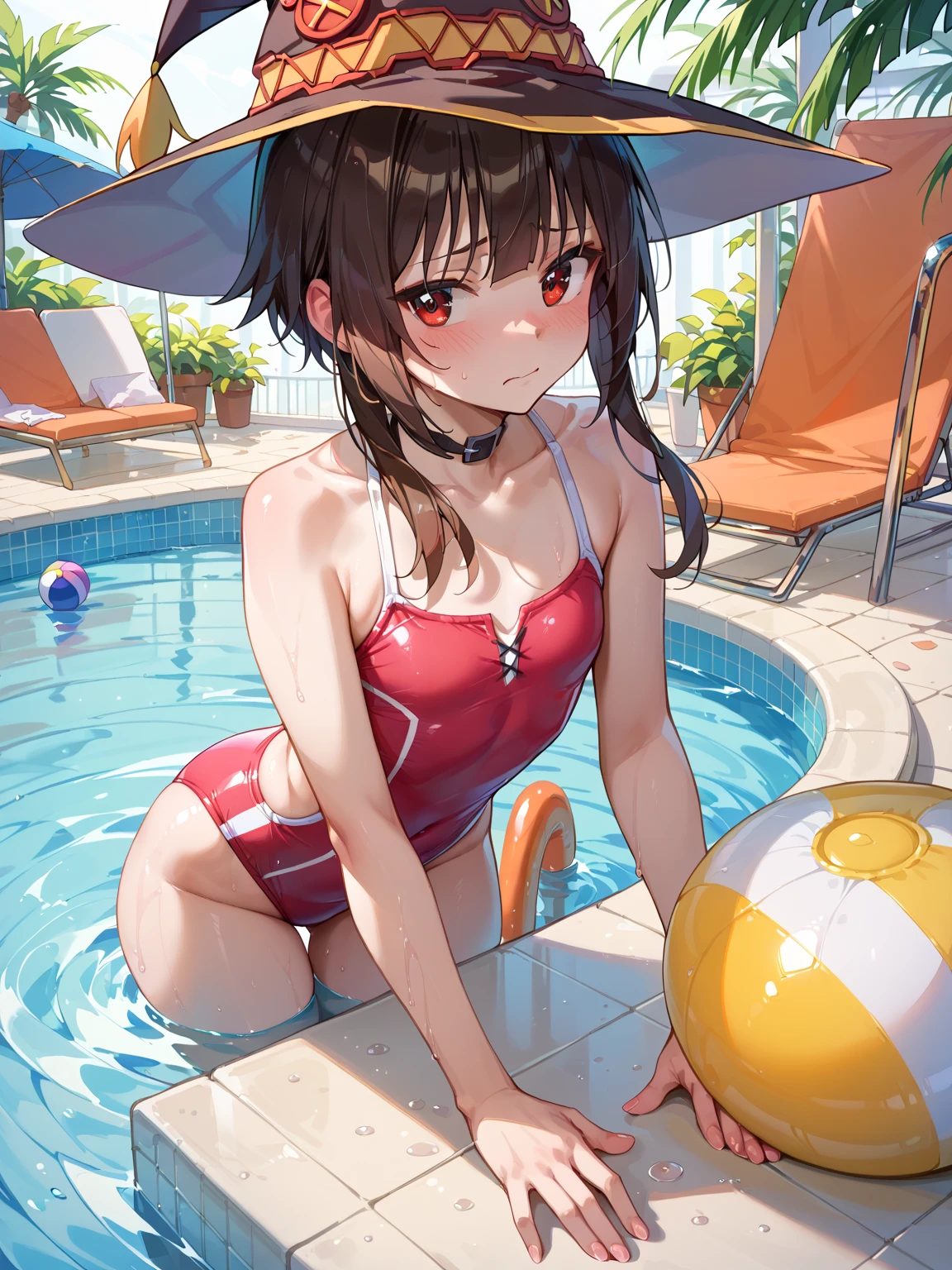 woman in a red startrektos short dress,long sleeves, relaxing on a foldchair,sun,ball,animals,scenery,
masterpiece, best quality, soft light, bokeh, real shadow, cinematic, subsurface scuttering <lora:TOSXL-000040:0.8>