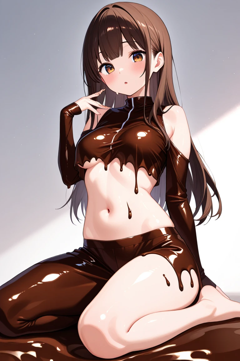 (8k, RAW photo, highest quality, masterpiece: 1.2), (realistic, photorealistic: 1.37), high definition, high resolution, beautiful face, beautiful shape, small face, 18 years old, 1 girl, tanned skin, ridiculous texture, tanktop, wet and sticking to the skin, high-legged, open crotch, camel toe, shot from below, showing armpit, small chest, side breast, W pose sitting, Squat position, both armpit showing, armpit licking, mouth near armpit, mizuki yukikaze