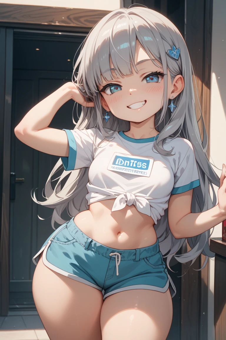 a pretty girl, standing up, full body, casual style, tee shirt, shorts, wide hips, big boobs, (best quality:0.75), (3d:0.75), (realistic:0.25), (masterpiece:0.75),    <lora:AtomicHips2:1>, <lora:add_detail:1>