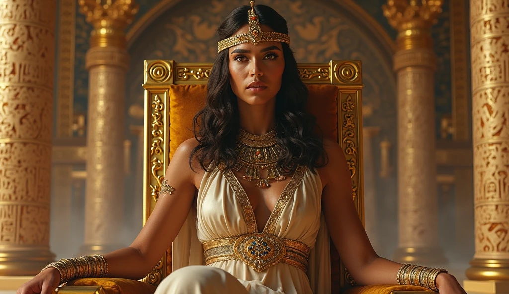 Create an image of Cleopatra in a luxurious castle