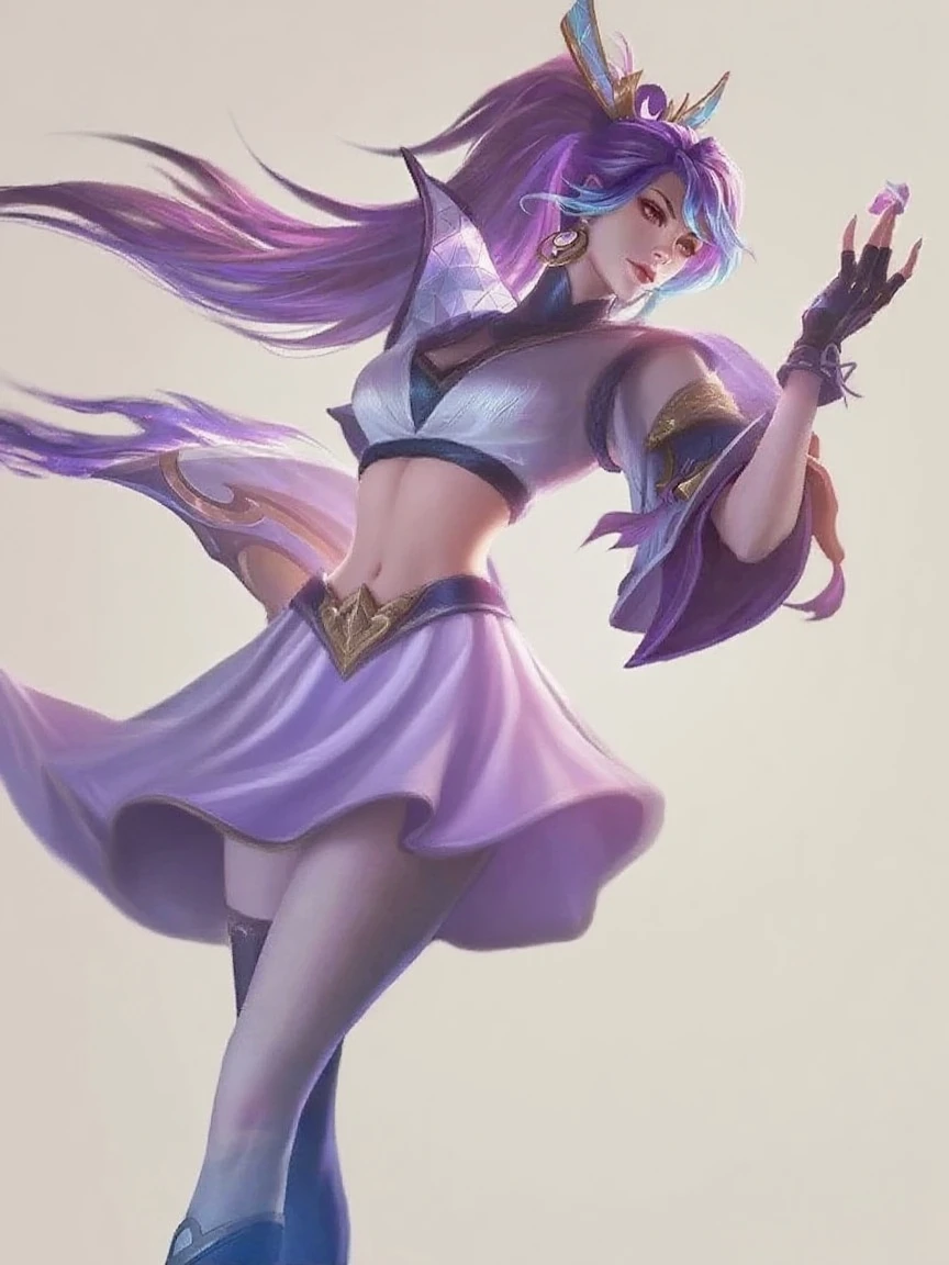 a close up of a woman in a dress holding a sword, seraphine ahri kda, Irelia, samira from league of legends, from league of legends, style league of legends, Irelia from League of Legends, Extremely detailed Artgerm, League of Legends character, Style Artgerm, Splash art anime Loli