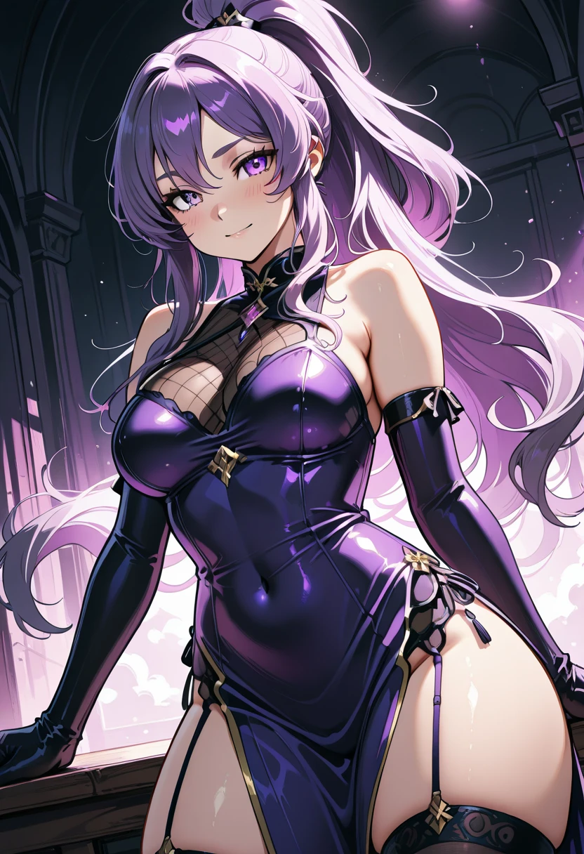 a 1girl、Bright、Purple hair、multicoloured hair、Blue eyes、Mask on the head、Sidelight、Particles of light、wallpapers、voluptuous　voluptuous　Idol、bswimsuit、Loose fluffy、quiet