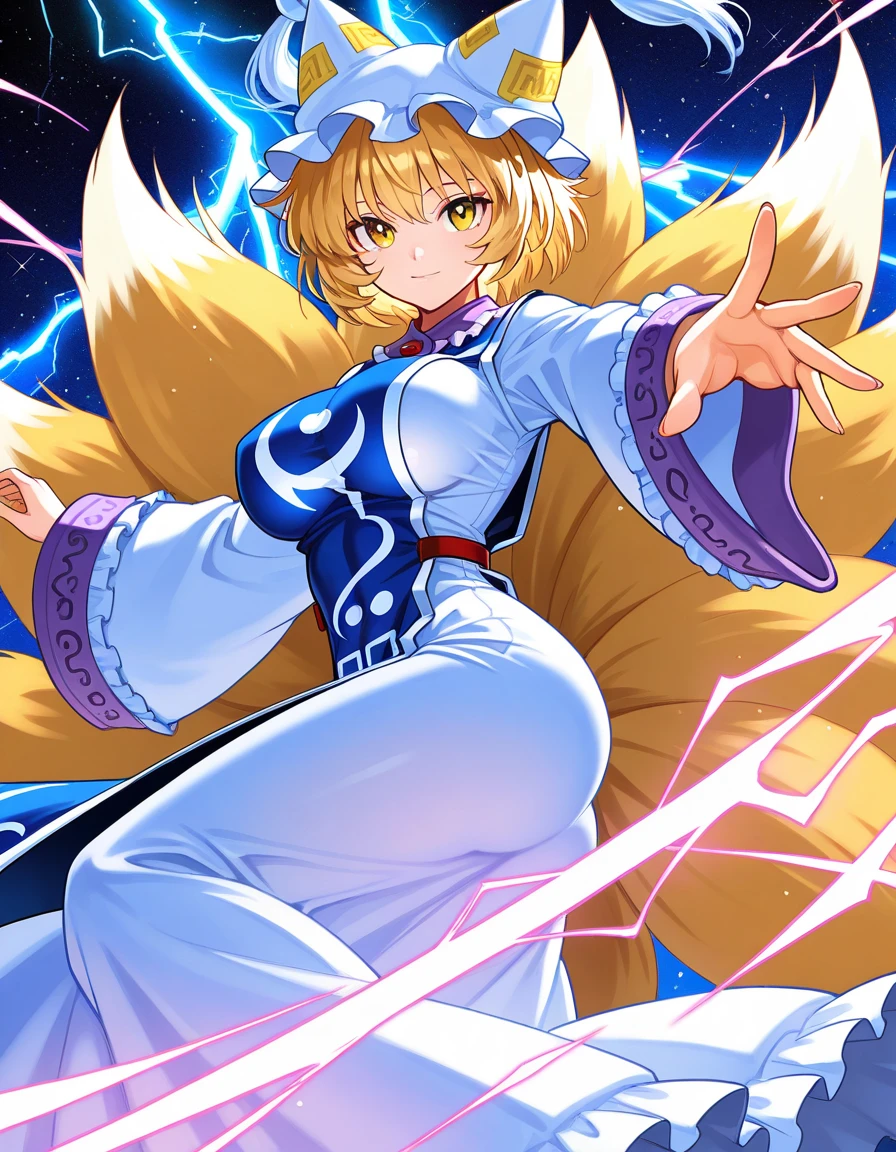 Very detailed, high quality, masterpiece, beautiful, Ki Charge, Aura, Whole body, Aura amarilla, mitra \(xenoblade\), mitra:1.2, by rubio, yellow eyes, by the wide, big breasts