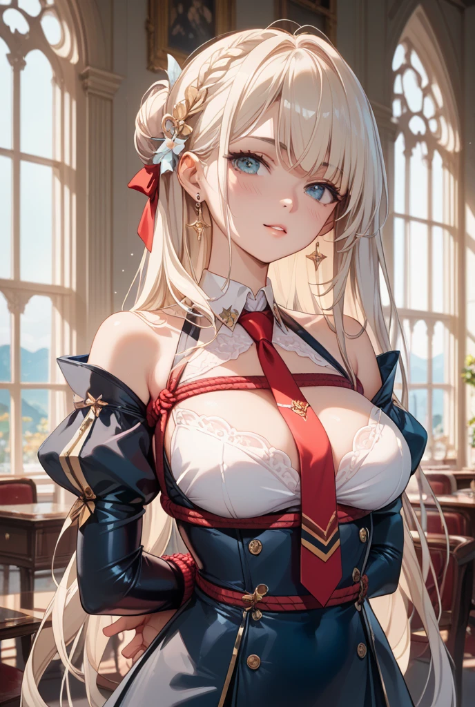 [noelledef]:1.5,((masterpiece,highest quality,Detailed images,Beautiful images))1.4(noelle images、Bob Hair、church、Cathedral、The wind is blowing、Bright lighting overall、Backlight、A fantastic atmosphere、Thick Fog)1.1(Beautiful body lines、Beautiful cleavage)
