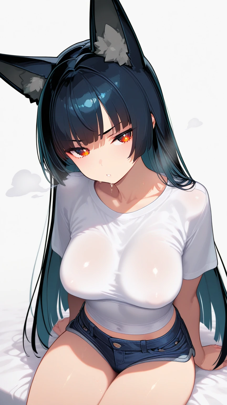 Unbeatable masterpiece, ultra-realistic 8k CG, perfect artwork, super detailed, masterpiece, highest quality, high resolution, detail maniac, high definition, high quality, detailed face, detailed body limbs, 1girl, solo, Hinata Hinata, Hinata sleeveless clothing, women's bed, sleeveless shirt, fishnet garment, dark lips, unzippered jacket, no bra, no panties, exposed breasts, blushing, white tights, transparent clothes, exposed pubic hair, camel toes, jiri-like, extreme breasts, extreme female body, All over the body, the woman lies on the bed, no pupils, ahegao, (rolling eyes:1.3), scared to tears, full of tears, obey the pain, moan in pain, grimace in pain, ahegao, spread legs, legs open, legs apart