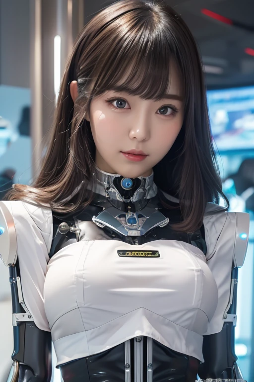 Browsing Caution,((Highest quality、In 8K、masterpiece:1.3))Wearing a silver-white mechanism，A girl with a beautiful face，Best image quality，Ultra Clear，The facial features are delicate and well defined，Mechanical Arm，Exquisite detail，(Clatter toeachine Pattern,cyber punk、Cyber City、Digital、Tron、(Revealing clothing:1.5)