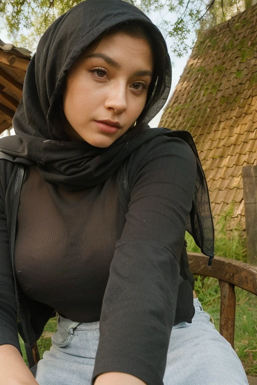 view from behind, (birds eye perspective), straight back view, ((view from above)) protruding ass, tween, young, , cute, ((a very cute thick 14 years old girl with hourglass figure bend over chair naked wearing thighhighs presenting her anus to viewer)), ((wear hijab:1.5)), ((looking at viewer)), skin texture, ultra high res, RAW, instagram LUT, masterpiece, best quality, ultra-detailed, solo, cinematic light, side lighting, ultra high resolution, best shadow, RAW, upper body,4k, outdoor, (night), mountains, nature, cheerful, happy, lantern, forest, rocks, river, wood, smoke, shadows, contrast, clear sky, style, (warm hue, warm tone:1), ((detailed fingers)), ((detailed eyes and face)), ((beautiful detailed nose)), ((beautiful detailed thigh)), ((beautiful detailed eyes)), ((voluptous)), ((wide hips)), (complete good curvie body), perfect hourglass figure, perfect body proportion, (naked), ((thighhighs)), glamor, (eye liner), eye shadows, mascara, uncensored anus, red lips