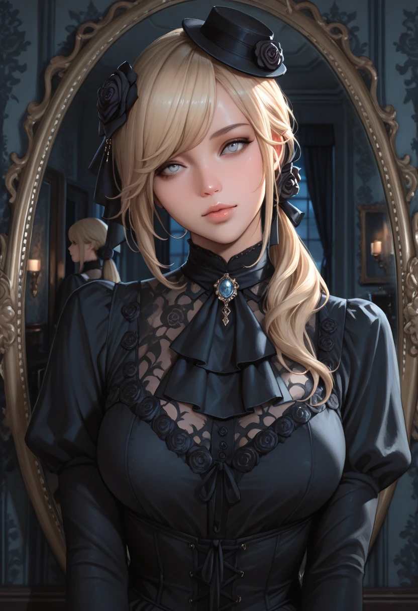 arafed femme pleinement , fille sexy aux yeux bleus, ultra realistic, Meticulously detailed, Portrait de Sophie Mudd, cheveux blonds et grands yeux, selfie d'une jeune femme, Yeux de chambre, violette myers, sans maquillage, maquillage naturel, regarder directement la caméra, visage avec artgram, maquillage subtil, superbe photo de tout le corps à genoux sur le lit, dans la chambre, Medium to large bust
