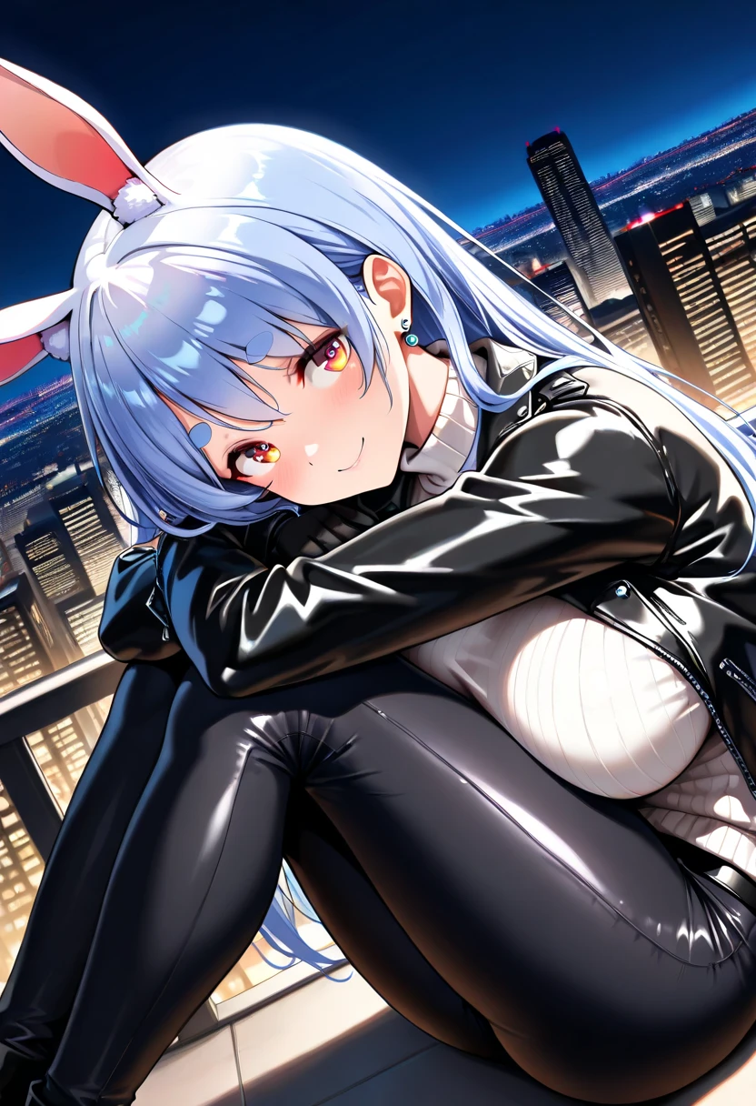 (Fox Girl, Fox Ears, Silver Hair, Fox Makeup, One Girl, Long Hair, Alone on the screen, dark skin, High definition, high resolution:1.6), (Maid Costume, Black and white clothes, skirt, Mechanical suit for legs:1.8), (Body measurements are 75-60-75!, Young girl body, Small breasts, skirt hold, bent over, slender, muscle:1.9), Avatar, face, 色っぽいface, Dominant representation, naughty face, Uplifting, Skin Texture, outside, ruins, Ruined City, Broken Building, There are no people