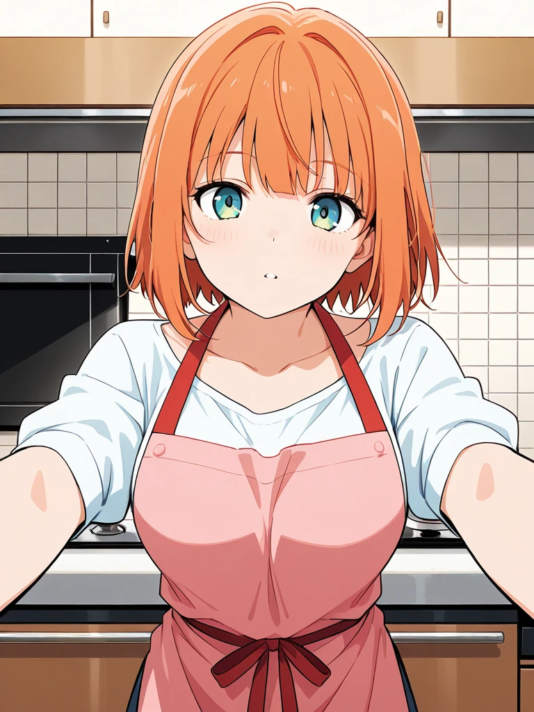 (Highest quality, 8K, masterpiece :1.3),Mrs. Yuigahama,ガハMom, As I expected, my youth romantic comedy is wrong。, One woman,Bun Hair,30 years old,Mom,Orange Hair,nsfw,