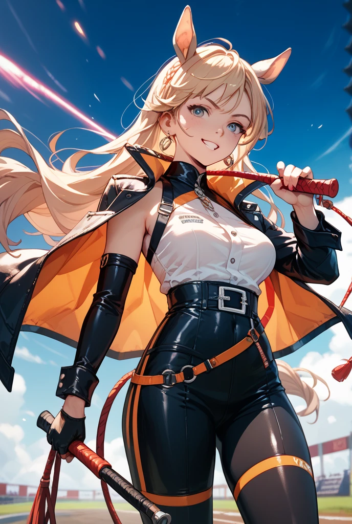 (masterpiece, best quality) detailed, Wearing black tights, silver accessories , The zipper is not closed , Blonde ,elegant, Pointed ears ，Chinese element pattern，thigh，漏出thigh，White shirt，Clothes are torn