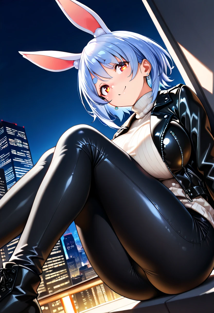 nsfw , Yashiro Kasumi , (((highres official art))) , (((1girl))) , white hair , blue eyes , long hair , twintails , fake rabbit ears , blush , shy , squatting girl, spread legs, after sex, pussy, cum drip, cum in pussy, sweat, outdoor