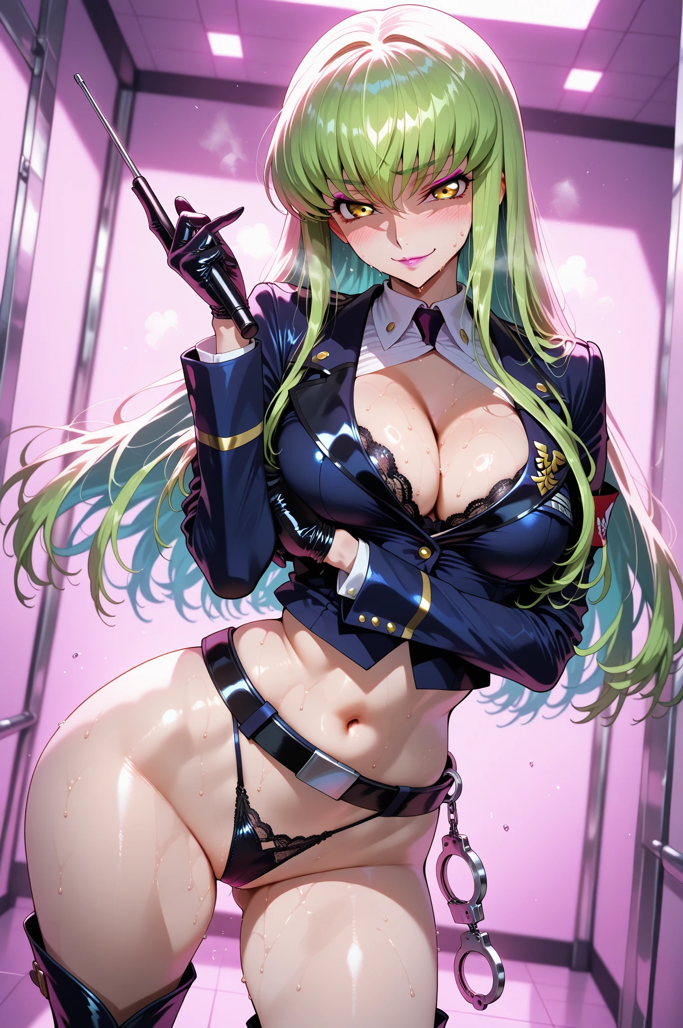 Female Combatant、Blonde Japan girl、Close-up of a girl in a black bikini、Black shiny bikini、Black boots、Saiyan Girl, wonderful, Nano Girl, Female body type, Inspired by Hiromu Arakawa, Anime Manga Robot!! Anime Girls, Fubuki, Full Body Suit, by Hiromu Arakawa、wonderful, silk, Beautiful and attractive anime teen, Anime Girls of the future, tears,Drooling,Pee,Sweat,Tongue out,incontinence,Peeing、Estrus、Eyes wide open,Estrus,Blushing,Nipples are erect,Face is hot、Lust、incontinence、Armpit Hair、pubic hair、Electric shock