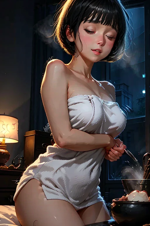 Woman in a kitchen (((at night with the lights off))), (((illuminated only by moonlight))), (masterpiece:1.5, best quality:1.5), realistic, (hyper realistic:1.5), (photo realistic:1.5), (real picture, intricate details), looking at viewer, (8k wallpaper:1.5) (from knee to head:1.15), (detailed face:1.5), (detailed eyes:1.5), (sharp photo),highly detailed, ultra-detailed, ultra high res, Cinematic Light, Lens Flare, high quality shadows, Ray tracing, sharp focus, (1girl, __focus__:1.3), (intricate details, PureErosFace_V1:1.5), (((huge breasts))), sleepy expression, (nsfw:1.5), (straight bangs), athletic build, toned arms, Asian, Korean model, sweaty body, dripping wet, blushing cheeks,
Style - realistic, hyper-realistic
Location - modern apartment at night with lights off
Background - pitch dark modern kitchen with blue moonlight,
Subject - sexy Asian woman with (light brown, straight bob haircut) and straight bangs, Outfit - pink, silk, loose fitting, lace tank top with plunging neckline and pink, silk boyshorts.