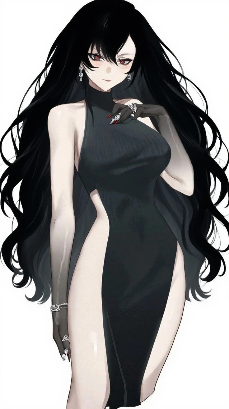 long cool woman in a black dress