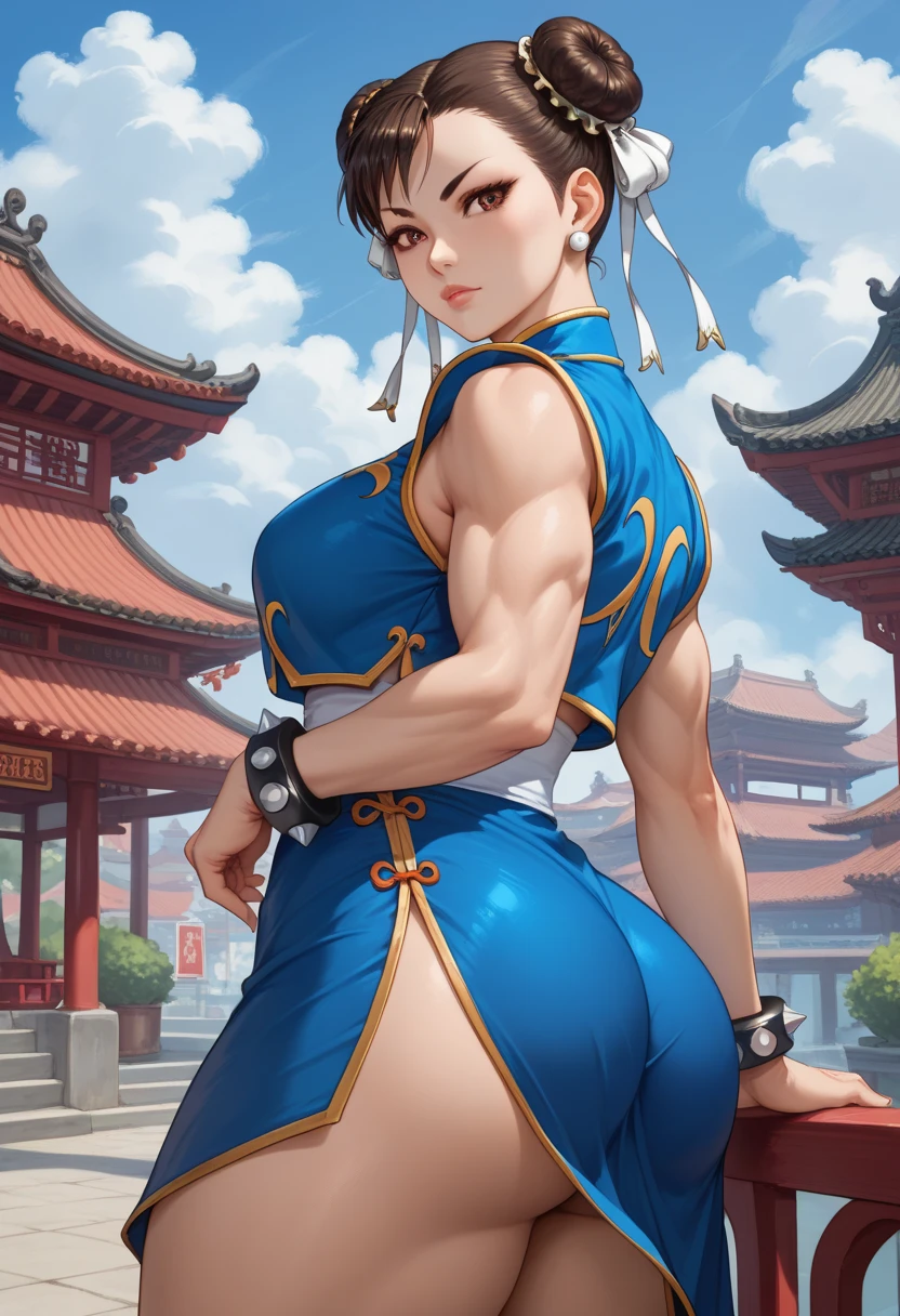 (high resolution, pixel perfect, gorgeous illustrations), (hyper quality, muste piece, etheric: 1.4), (((((Buttlift))))), (((1girl))), tattoo, mature woman, cool atmosphere, ((((very short hair)))), black hair, ((((clear face)))), (((blush))), (((((((muscular))))))), ((thick thighs)), (((wide hips))), ((Big breasts that are about to burst)), fighter, (((woman))), ((((wh_chi_armor)))), ((((leotard)))), lewd woman, (shiny skin), sweat, simple background,