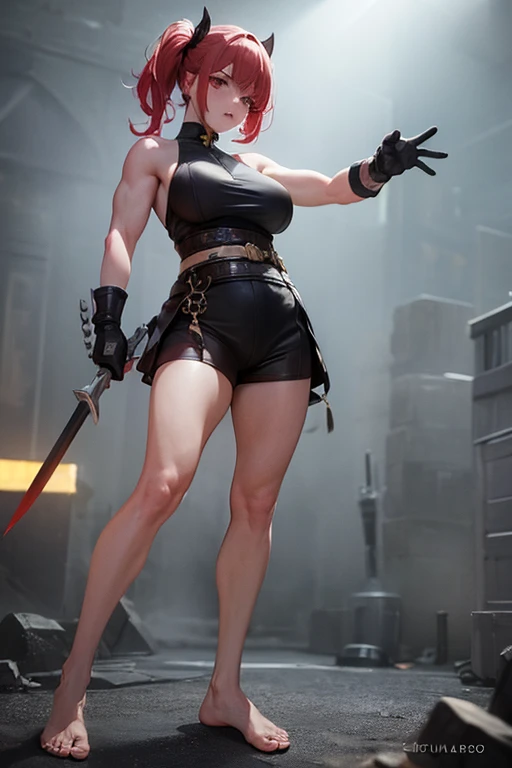 Animation worksAnimation worksMasterpieces,largely、high quality, Unreal Engine, Ultra-high resolution, Very detailed丸い胸, Medium Bust 1 person,  Waist, thin,(Muscular:0.9)
actress, 
ring, curl, Green Hair, short hair, Asymmetrical clothing, tights, sash, One-handed gloves, One Sleeve, Thigh-high holes, Holding a sword, . Anime Style, Key Point, Energetic, Studio Anime,  Very detailed、　My life is about to end. Broken equipment. On one knee. Under enemy attack.The tights is torn to pieces.、(((There is a wound on the arm、the presence of wounds on the chest、There is a wound on the abdomen、There are wounds on the legs、Bleeding from the wound:1.5)))、Kneel、Costumes are according to LoRA