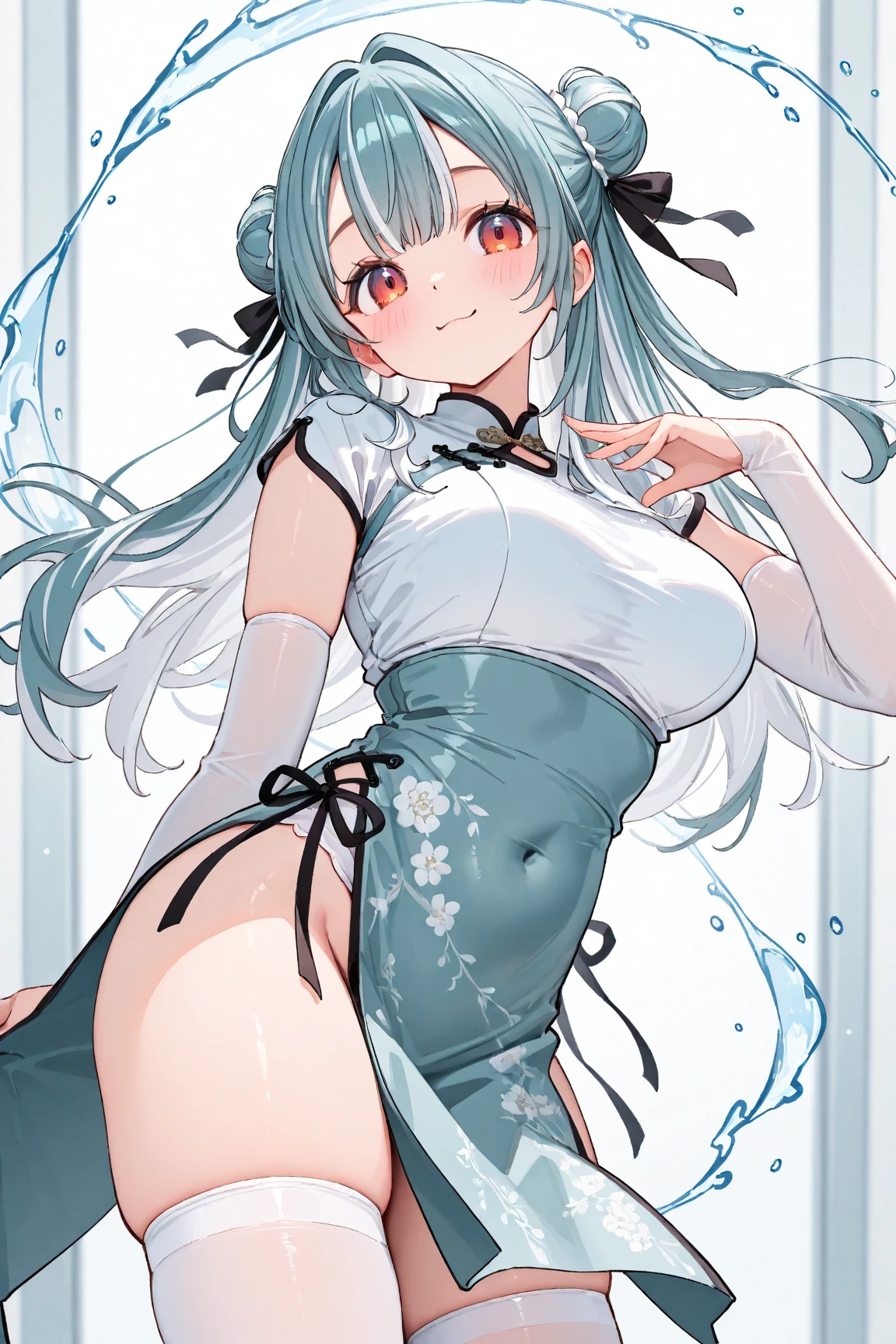 1girl, solo, nsfw,, (wearing nothing: 1.5), large breasts., empty eyes ,run elise jewelria, , green hair, long hair, red eyes, AHOGE,, flooding, fire, heavy snowfall, frozen, file, crying, sea, cooking, whole body, Cherry tree,  blue sky, church,, classroom, garden, , nipple ,  , Sweating profusely, Love juice, Wet Woman,  female ,, hospital, 16 years old, amusement park、, Peeing, lactation, projectile lactation