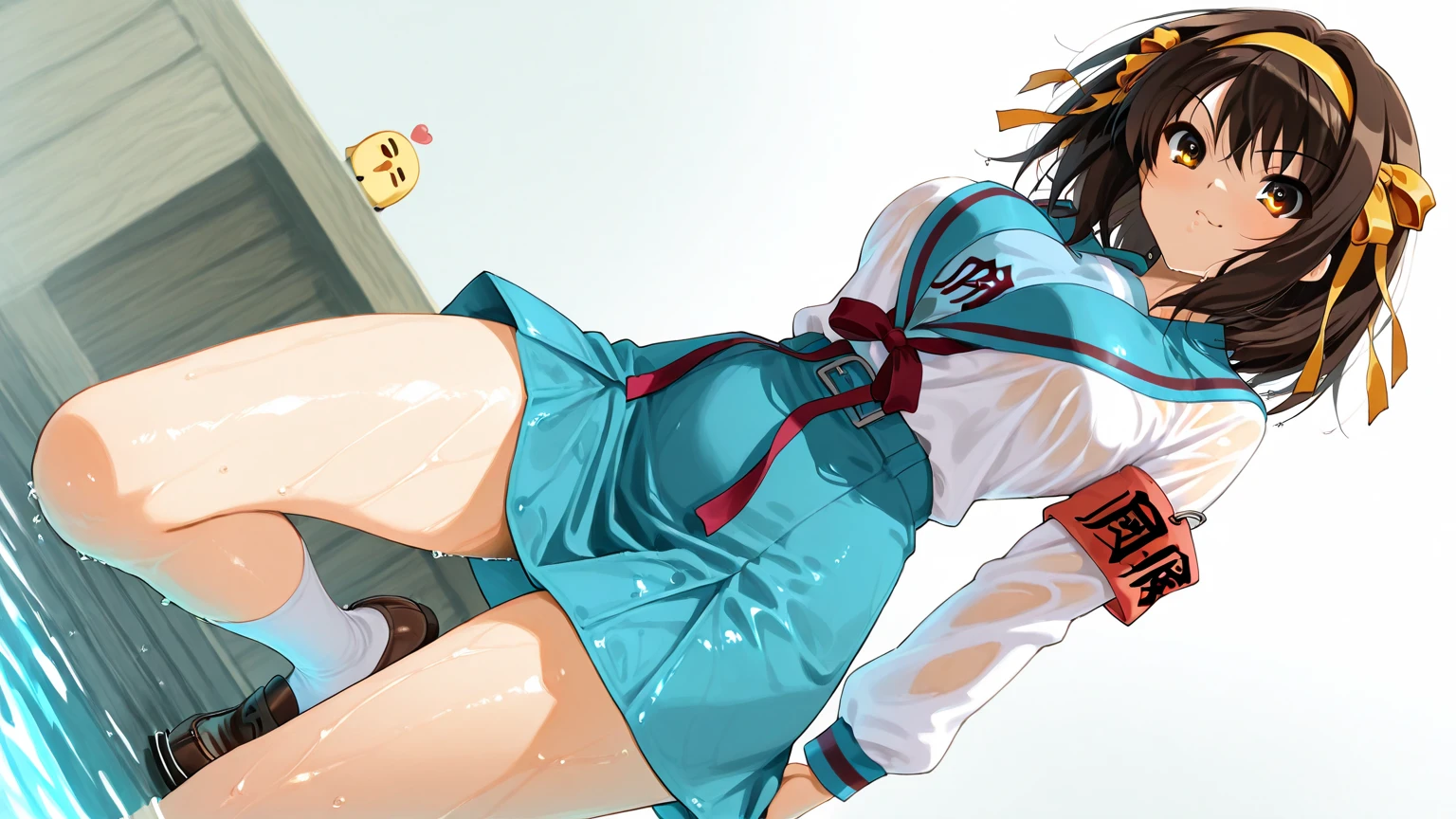 Anime girl in school clothes showing her ass in a skirt and under panties WITH THIS SAME PICTURE MAKE HER SHOW HER TITS HORNY OUT THE CLOTHES
