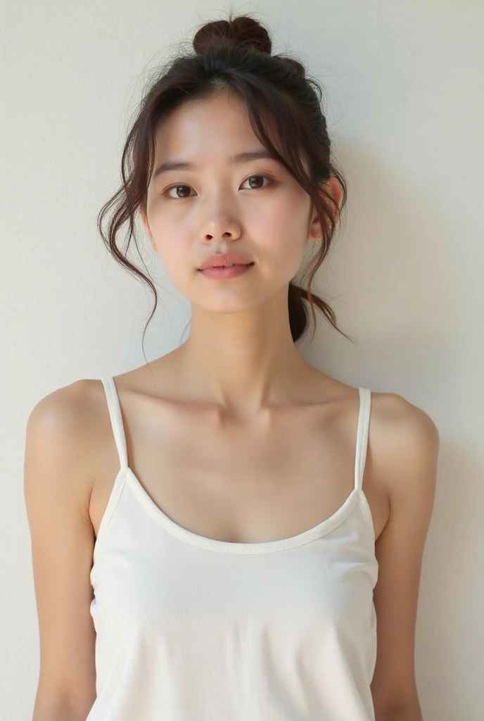(Photo taken by Canon EOS R6, 85 mm, 1/1250, F/2.0, ISO 400)、extra detailed body、extra detailed face、best qualtiy:1.2)、femele、looking at the viewers、(JINS)、(Random background:1.4)、full body Esbian、Precise proportions、(Japan Person Model)、18 year old girl、Slim model、小柄、Hair that flutters in the wind、long legged、small ass、red blush、full of shyness、鎖骨、abdominals、Double weave、A Japanese Lady、beautiful and delicate face、fair white skin、authentic skin、(详细的脸)、Well-formed round face、pores、超A high resolution、 8K、parameters Best quality、​masterpiece、(realisitic:2.0)、detaileds、Skin Details、Brunette twin tail hair、beautidful eyes、An Asian girl、Slimed、girlfriend、Beautiful fece、Beautiful fece、Studio Lighting、(((teats)))、Natural abs、bangss、bare shoulders​、hair between eye、lightbrown hair、oval-face、二重まぶた、Eye in the center、独奏、((Thin natural pink areola))、delicate and sexy(鎖骨:1.3)、(shinny skin:0.8)、(​masterpiece:1.4)、(top-quality:1.4)、natural(Perfect breasts with good shape:1.25)、shiny lip、(S FW na)、Sweat muscles（One nipple on one breast）、((small tits))、((small areolas))