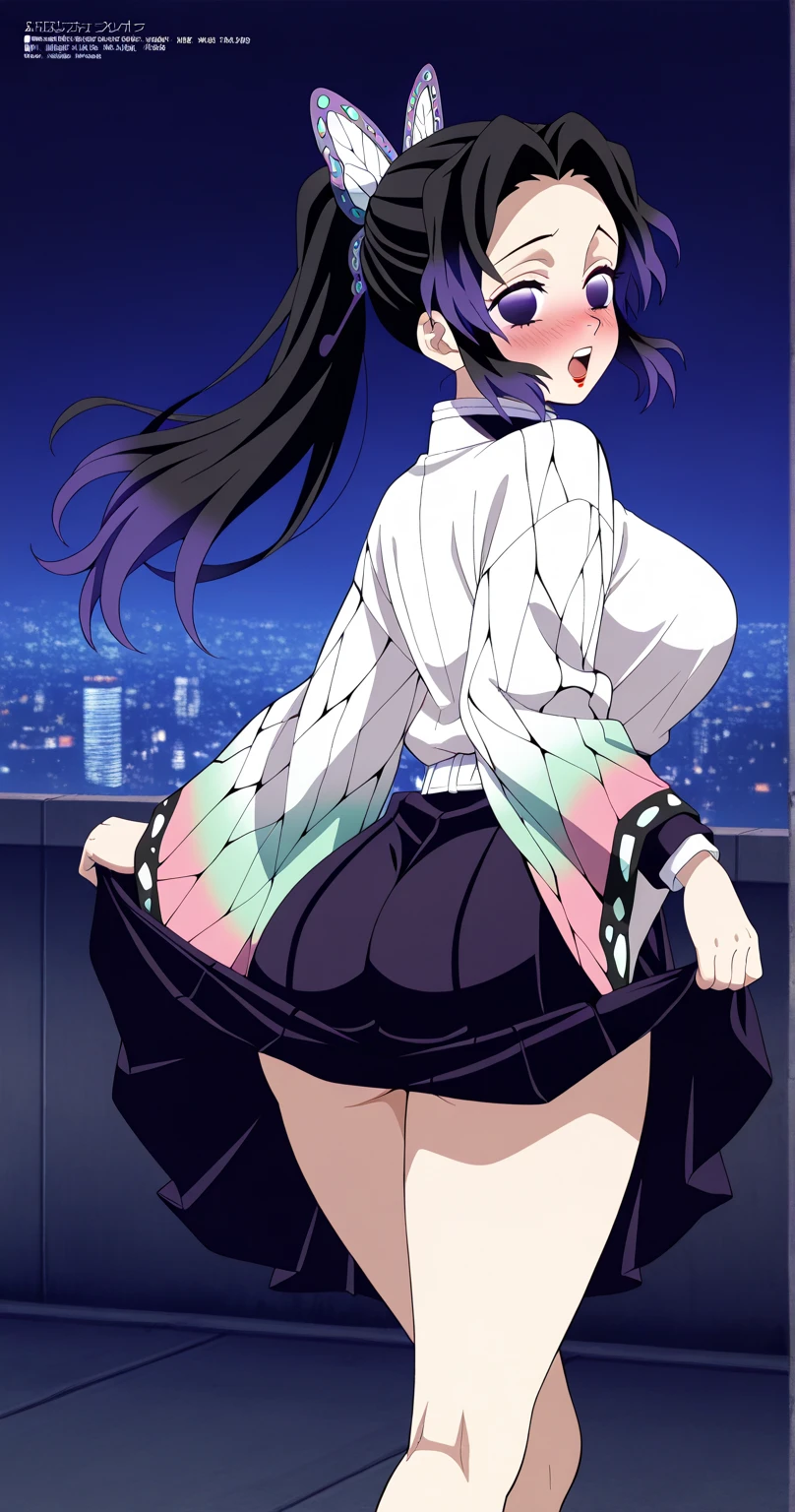 high-angle shot、Center view、Two arafe asian women in short skirts and bow ties standing on neon street in the middle of the night、Phenomenally cute 、Japan Girl Uniform、summer clothing、Wearing Japan 、Japan School Uniforms、a hyperrealistic 、Dressed as a 、a hyperrealistic 、Wearing a uniform、Girl in Uniform、Wearing a uniform、 Pose、full body Esbian、Nice skin、glistning skin、lovely thighs、glowing thigh、Sparkling leg rack above knee socks、High School in Japan 、Nogizaka Idol、Korean Idol、Invite you inside、Inviting eyes NSFW