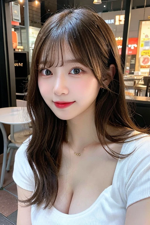 highest quality, shape, Very detailed, finely, High resolution, 8k wallpaper, Perfect dynamic shape, Beautiful and detailed, Summer clothes,Medium Hair,Natural color lip,smile,20-year-old girl、Midnight、Beautiful and elaborate face、Perfect and beautiful face、Slim face and figure,spread your arms wide,Big eyes,Take a photo with your face raised from below your knees、Small face、Beautifully detailed face、Perfect and beautiful double eyelids、Big cleavage、Long, slender legs、One Woman、gravure、Watching the audience、stroll、bedroom、full body、Parker