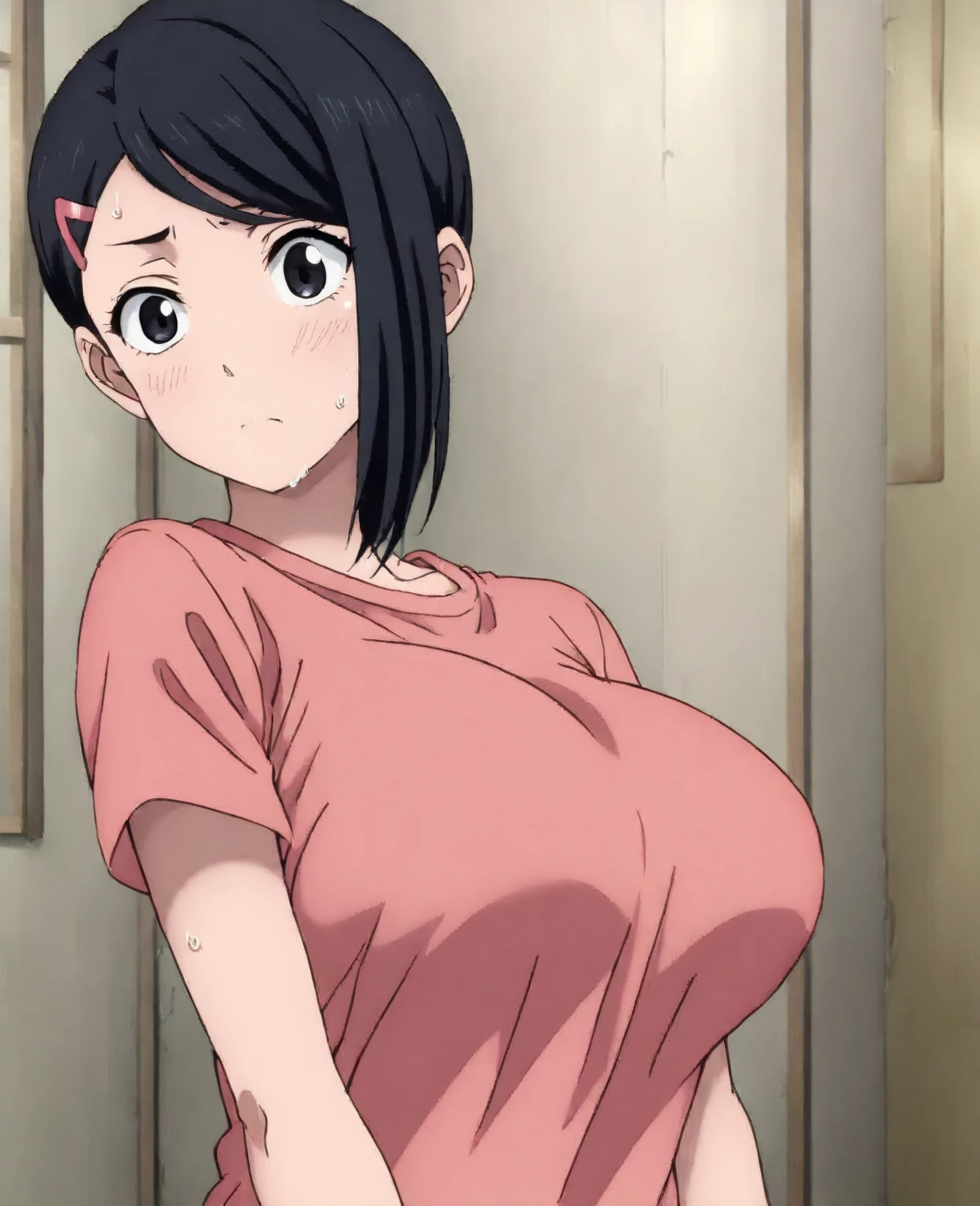 big tits, busty, White Background, nipple, vagina,
Black top,bare shoulders, collarbone, cleavage,
blue eyes, black hair,bangs,Long hair,
1 girl, 20yo,Young female,Beautiful Finger,Beautiful long legs,Beautiful body,
Beautiful Nose,Beautiful character design, perfect eyes, perfect face,expressive eyes,perfect balance,
looking at viewer,(Focus on her face),closed mouth, (innocent_big_eyes:1.0),(Light_Smile:0.3),
official art,extremely detailed CG unity 8k wallpaper, perfect lighting,Colorful, Bright_Front_face_Lighting,Shiny skin,
(masterpiece:1.0),(best_quality:1.0), ultra high res,4K,ultra-detailed,
photography, 8K, HDR, highres, absurdres:1.2, Kodak portra 400, film grain, blurry background, bokeh:1.2, lens flare, (vibrant_color:1.2),professional photograph,
(Beautiful,large_Breasts:1.4), (beautiful_face:1.5),(narrow_waist),
