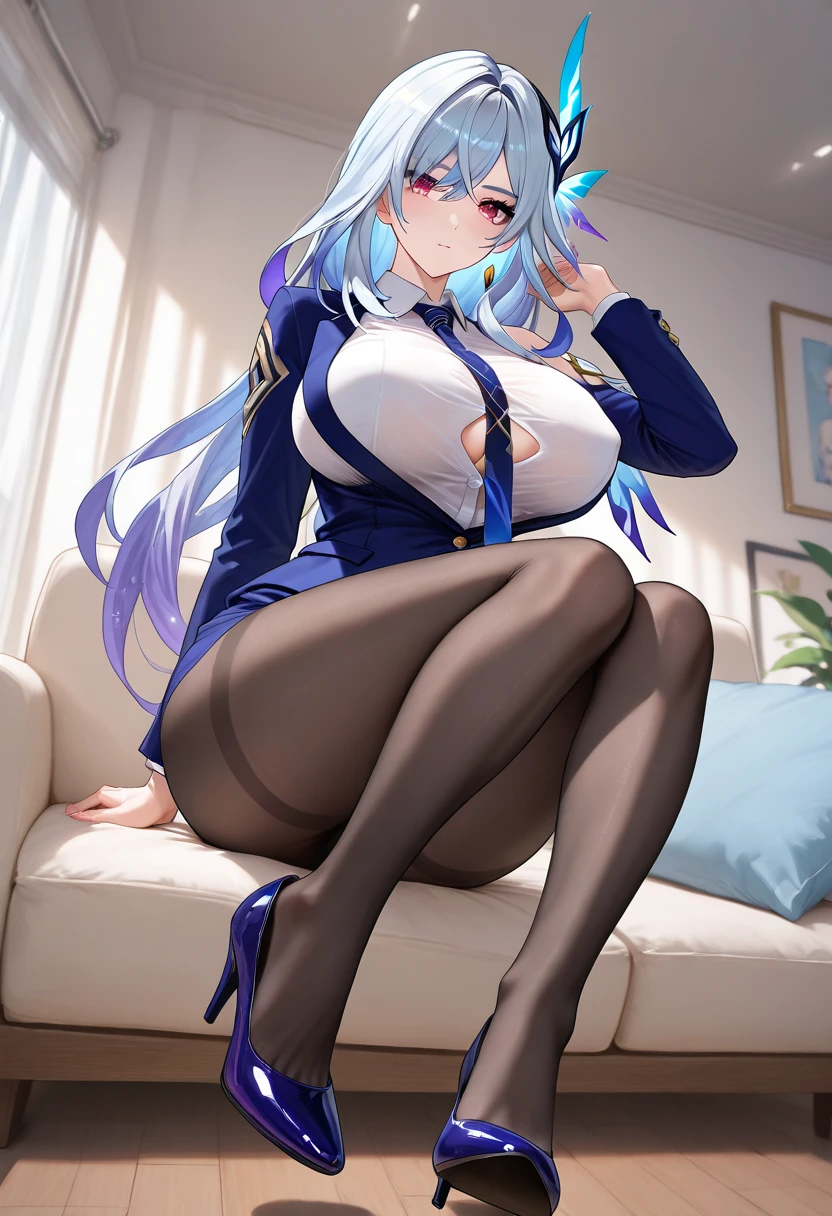 ((最高品質)), ((傑作)), (詳しい), 完璧な顔,1girl,masterpiece,best quality, from front,front face,Voluptuous,Chubby,thicc,Leggy,Tall,Statuesque,hanging breasts, 1 grandma,squatting,spread legs,arms behind back,Crab crotch,smile,looking at viewer,pacecraft, space, indoors, mecha, panties under pantyhose, thin thong,